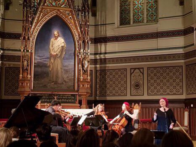 The Seattle-Bergen String Quartet with soprano Reidun Horvei performed to a full house at Bergen’s historic St. John’s Church.